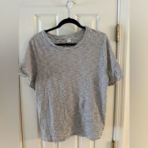 Old Navy Black and White Striped Top ruffle sleeve